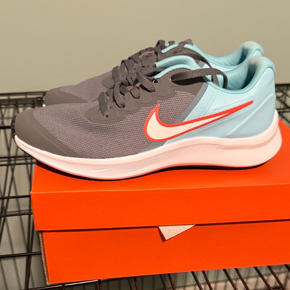 Nike Gray and Light Blue Running Shoes